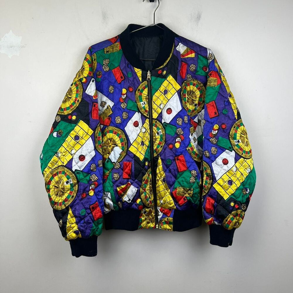 Vintage Mulberry Street Reversible Casino Gambling Poker Color Block Jacket